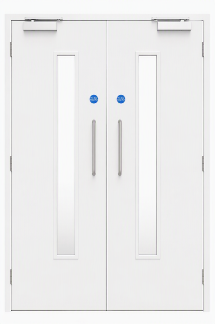 DOUBLE LEAF FD30 GLAZED COMMUNAL DOORSET