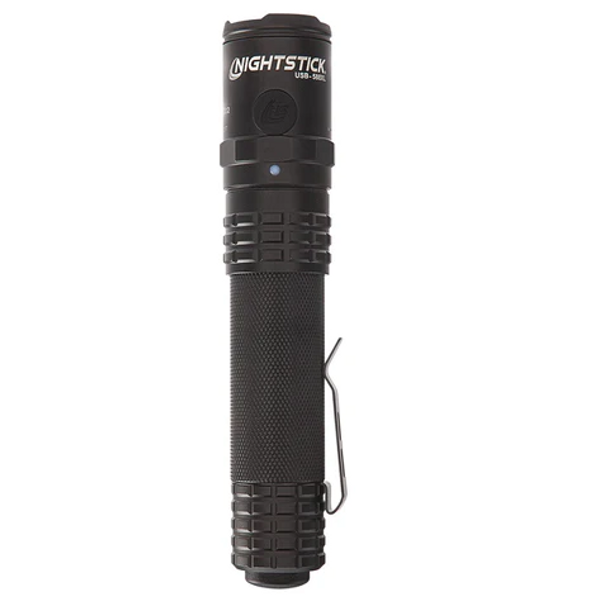 USB Dual-Light Tactical Flashlight - Black