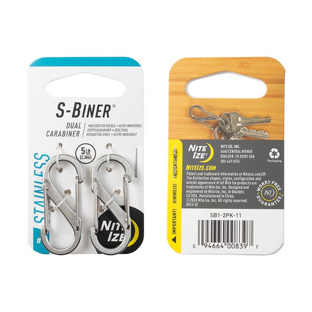 S-Biner Stainless Steel Dual Carabiner #1 - 6 Pack - Stainless