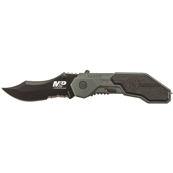M&P M.A.G.I.C. Assist Black w/40% Serrated Scooped Back Drop Point