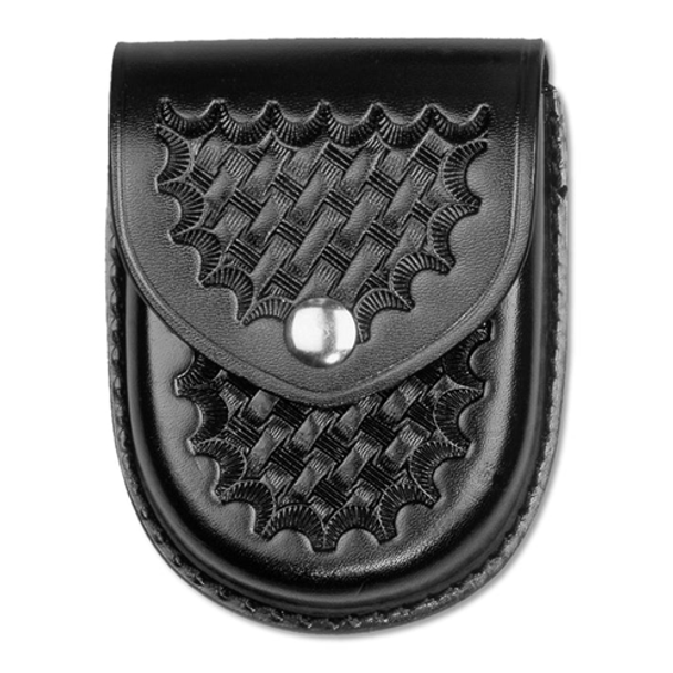 Basketweave Leather Round Bottom Closed Single Cuff Case