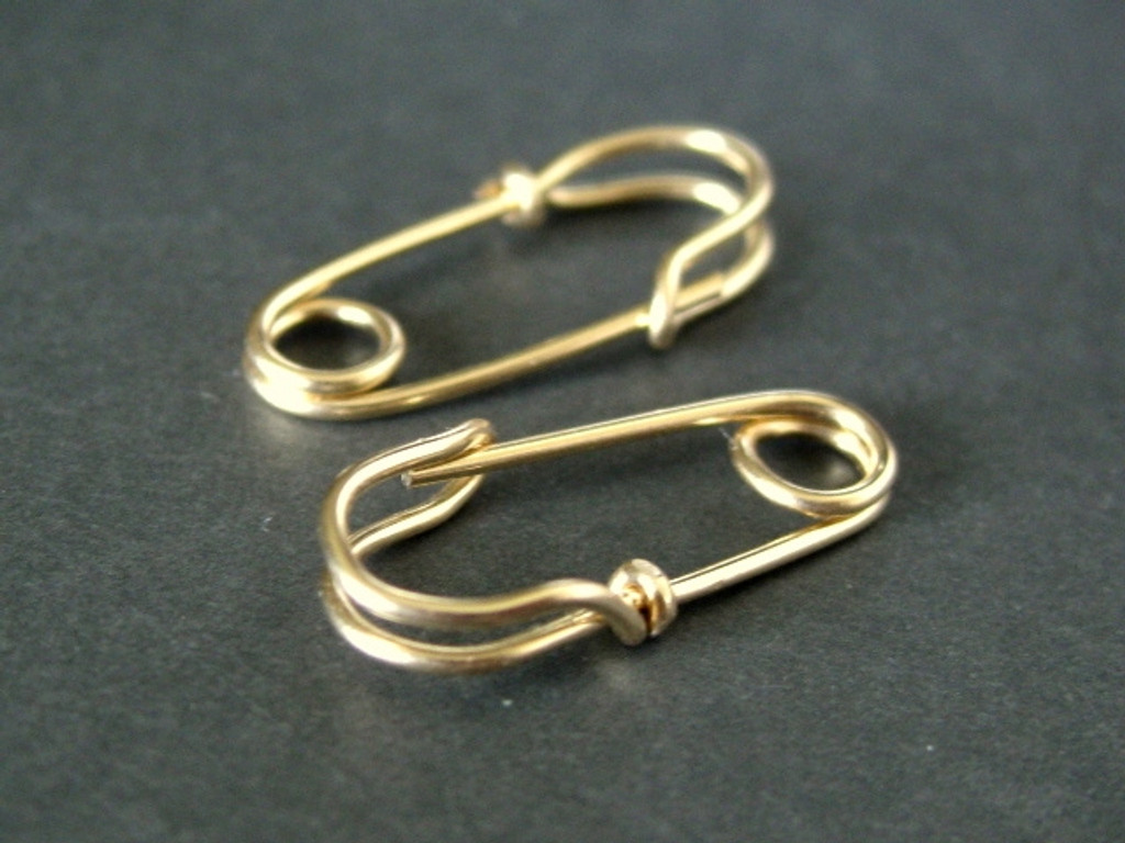 5/8'' Gold Safety Pin Mini Punk Earrings 14K - Etsy