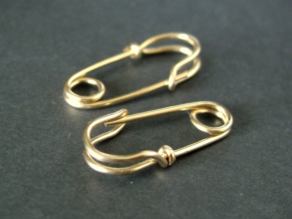 Gold Safety Pin Earrings | Vanessa Safety Pin Earrings | Nanda Jewelry