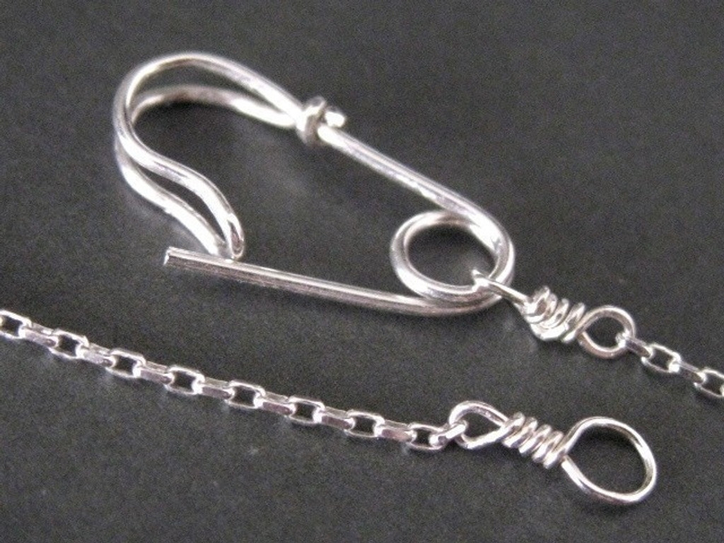 SAFETY PIN front clasp necklace in sterling silver -- wear by