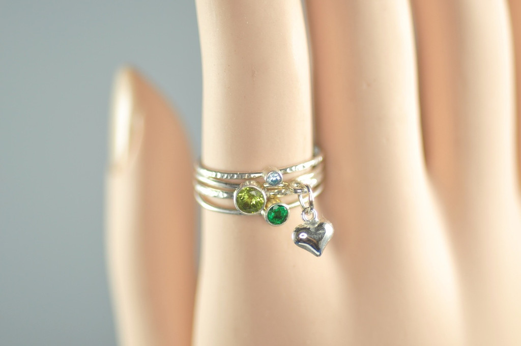 sterling silver dangle ring - cross charm - Mu-Yin Jewelry