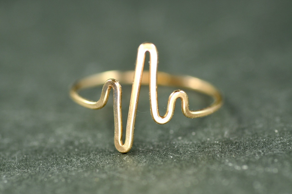 engraved heartbeat ring