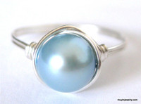 FINGER CANDY wire wrapped pearl ring - choose from 22 colors