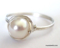 FINGER CANDY wire wrapped pearl ring - choose from 22 colors