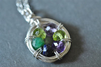 FAMILY NEST mother's grandmother's 6 birthstone necklace - muyinjewelry.com