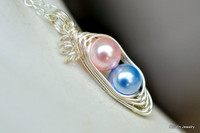 custom birthstone color peapod necklace with pearl - muyinjewelry.com