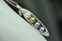 custom birthstone color pearl pea pod necklace - muyinjewelry.com