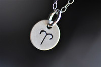 custom zodiac sign hand stamped necklace in sterling silver