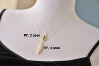 Solid 14k Gold Peapod Necklace (white or green freshwater pearls)