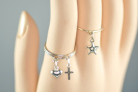 sterling silver dangle ring with heart, star and cross charm | muyinjewelry.com