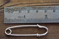 large 2 inch  sterling silver safety pin brooch sweater pin shawl pin scarf pin