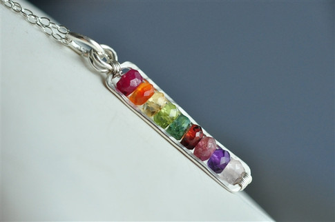 FAMILY LINE - custom mothers birthstone necklace (5~12 stones) - Mu-Yin
