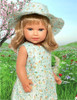 Blue Floral Dress with Matching Hat Fits 18 Inch Girl Dolls