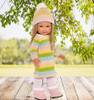 18 Inch Doll Clothes- Striped  Knit Dress with Hat Fits 18 Inch Dolls