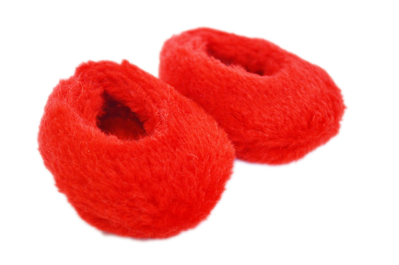 red fuzzy slippers