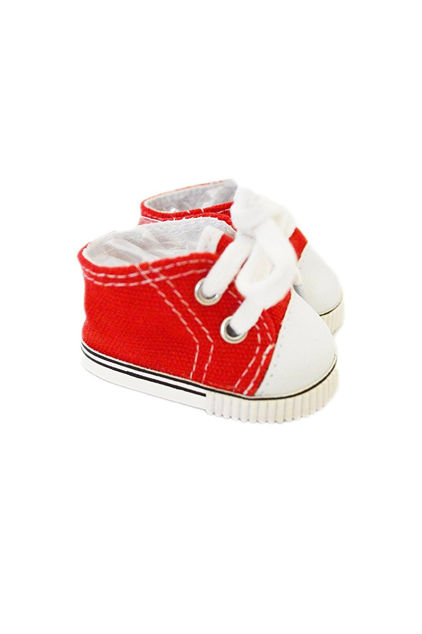 red canvas tennis shoes