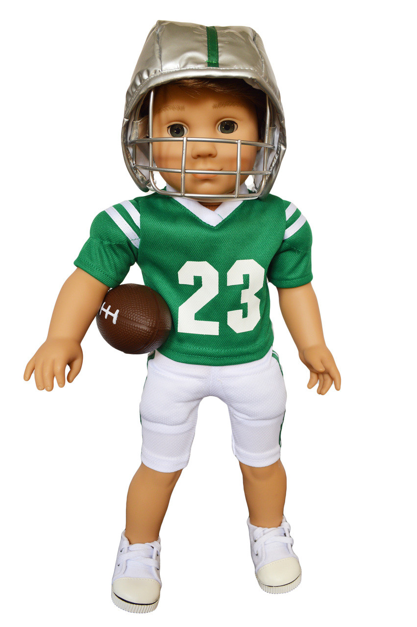 american girl doll football helmet Koski Kreations Accessory Pattern 18" Dolls Pixie Faire striped sleeve accents Football Helmet Unpainted Miniature, Dollhouse