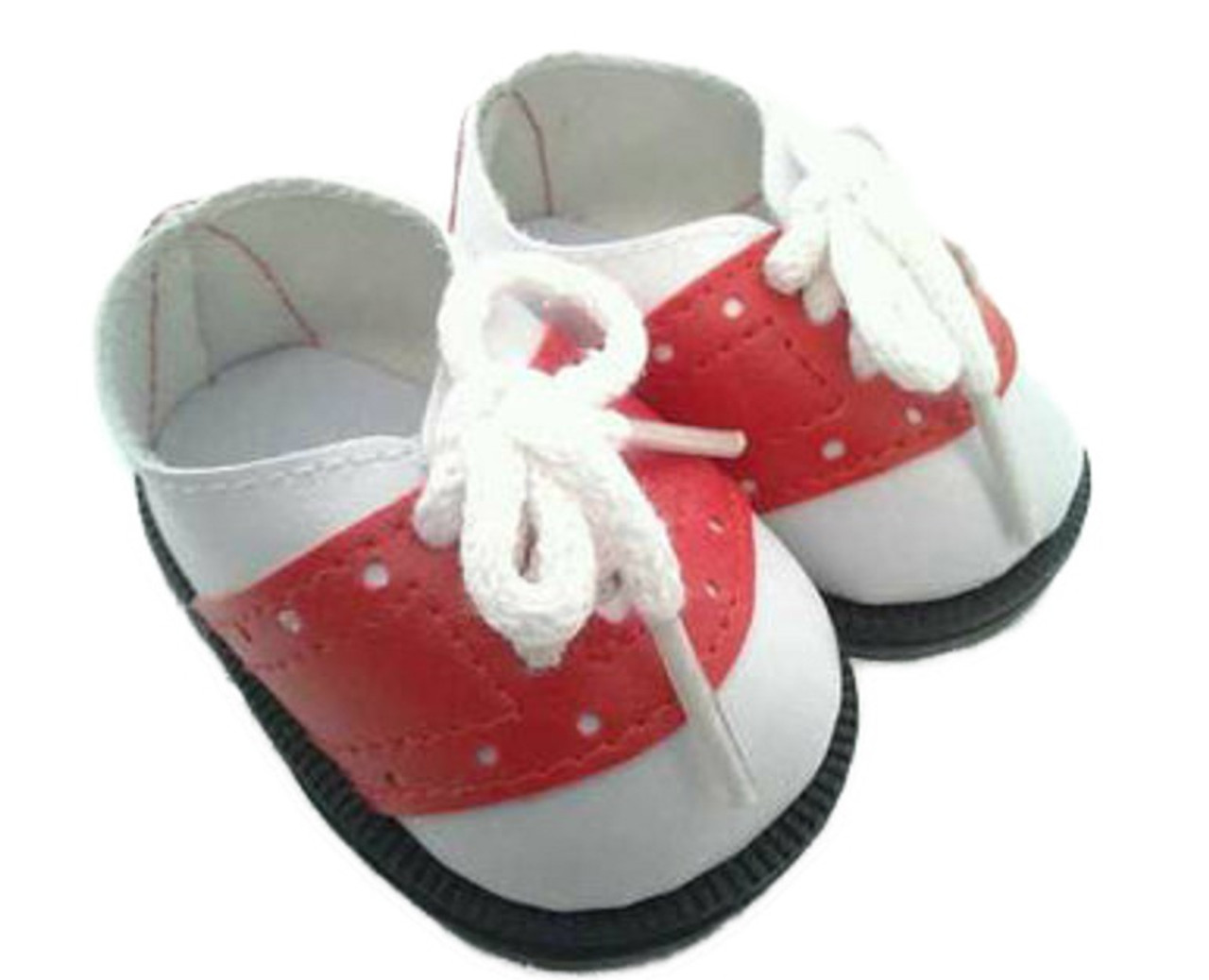 red and white saddle shoes