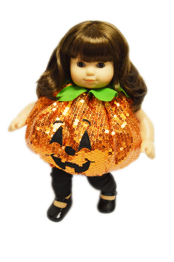 Sequin Pumpkin Outfit For Bitty Twins