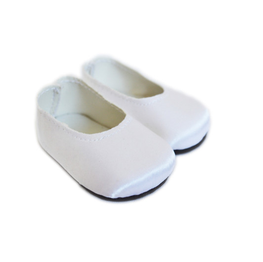 My Brittany's White Satin Flats for Wellie Wisher Dolls