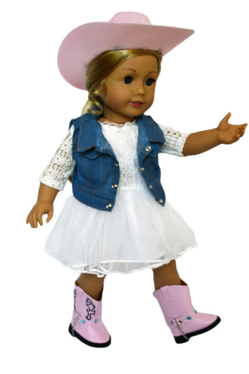 My Brittany's Ivory Lace Dress - Denim Jacket fits Kennedy and Friends Dolls,  American Girl Dolls, Our Generation Dolls and My Life as Dolls