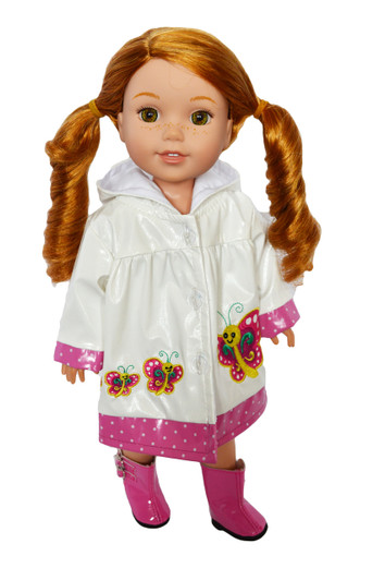 My Brittany's Butterfly Raincoat for Wellie Wisher Dolls- 14 Inch Doll Raincoat