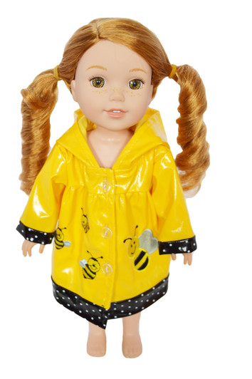 My Brittany's Bumble Bee Raincoat for Wellie Wisher Dolls-Glitter Girl Dolls-Hearts to Hearts Dolls- 14 Inch Doll Raincoat