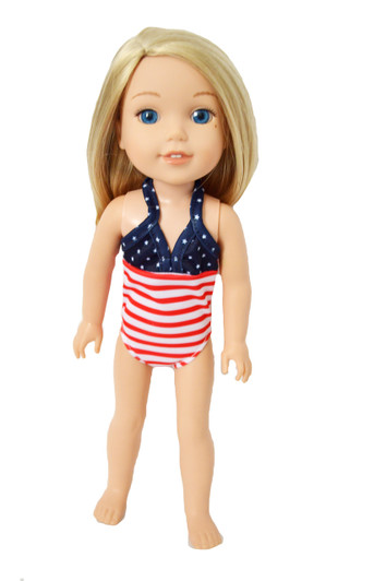 My Brittany's American Swimsuit for Wellie Wisher Dolls-Glitter Girl Dolls- Hearts for Hearts Doll- 14 Inch Doll Swimsuit