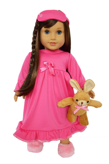 My Brittany's Pink Nightgown Fits American Girl Dolls- Little Handful™ Brown Bunny