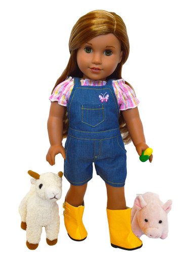 On The Farm Outfit for American Girl Dolls- Includes boots, goat and pig -Limited Time Offer