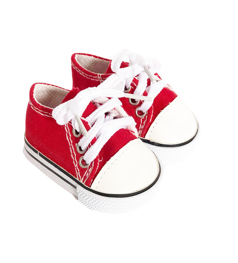 18 Inch Doll Shoes- Red Canvas Sneakers
