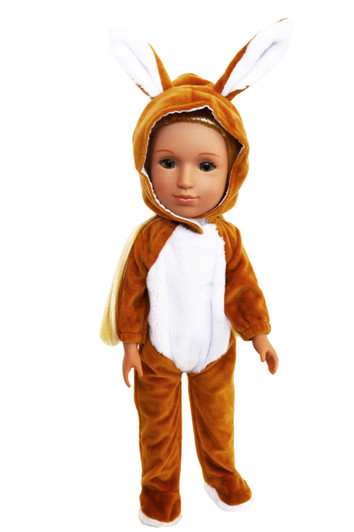 Brown Bunny Costume Fits 14 Inch Dolls