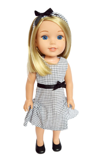 Picture Day Dress with Headband fits 14 Inch Wellie Wisher Dolls