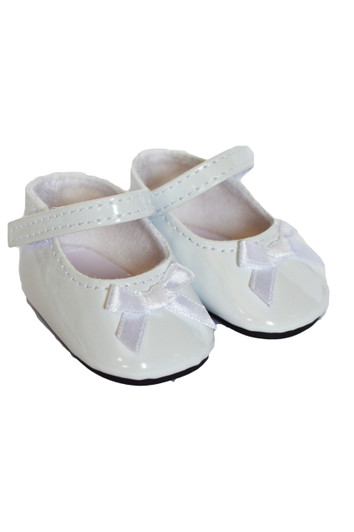 White Bow Mary Janes Fits 18 Inch American Girl Dolls, Bitty Baby and Kennedy and Friends Dolls