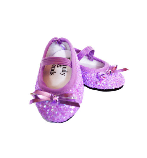 Purple Sparkle Ballet Flats Fits 18 Inch American Girl Dolls and Kennedy and Friends Dolls