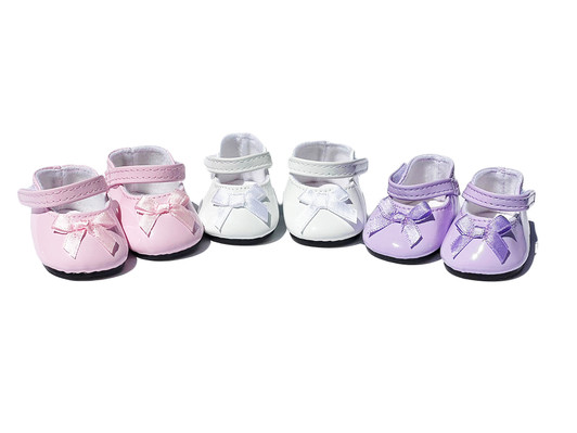 Pink, Purple, White Mary Janes Fits 15 and 18 Inch Dolls