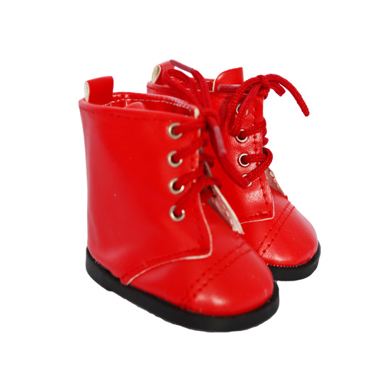 18 Inch Doll Boots- Modern Red Tie Boots Fits 18 Inch Dolls