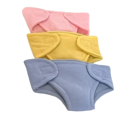 3-Pack Baby Doll Diapers – Pink, Yellow & Blue – Fits 15-Inch Dolls Like Bitty Baby™, Berenguer, and More