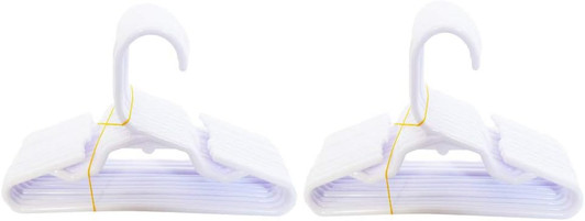 24 White 18" Doll Clothes Hangers- 7 inches Wide