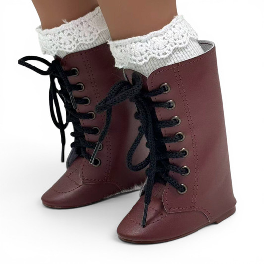 18 Inch Brown Tie Historical Boots
