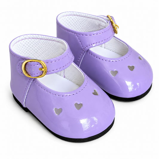 My Brittany's Lavender Heart Mary Jane Shoes for 18 Inch Dolls – Classic Patent Dress Shoes with Buckle Strap