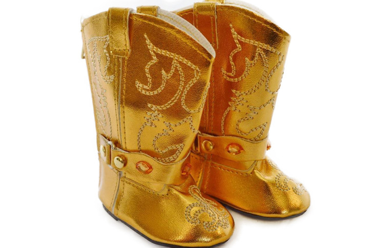 Gold Western Boots for 18 Inch Fashion Girl Dolls