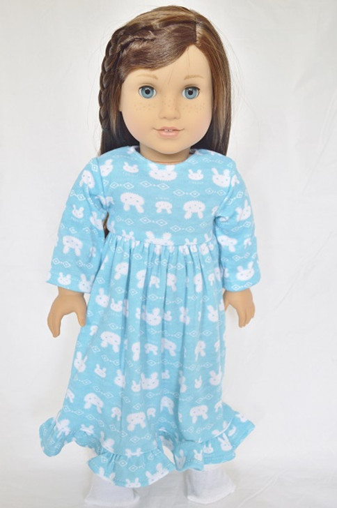 My Brittany's Blue Bunny Nightgown with Hair Ribbon for American Girl Dolls