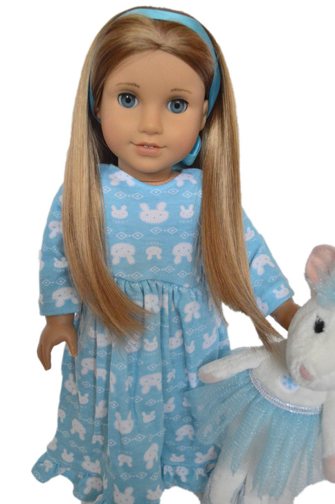 My Brittany's Blue Bunny Nightgown with Hair Ribbon for American Girl Dolls