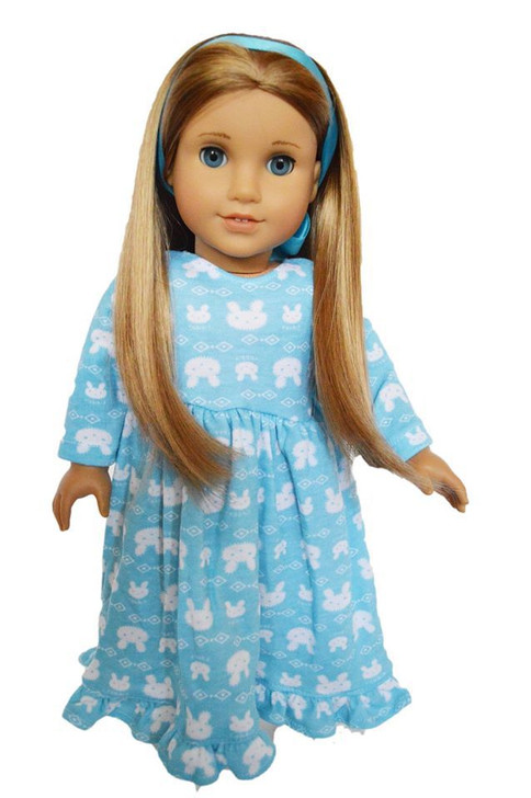 My Brittany's Blue Bunny Nightgown with Hair Ribbon for American Girl Dolls