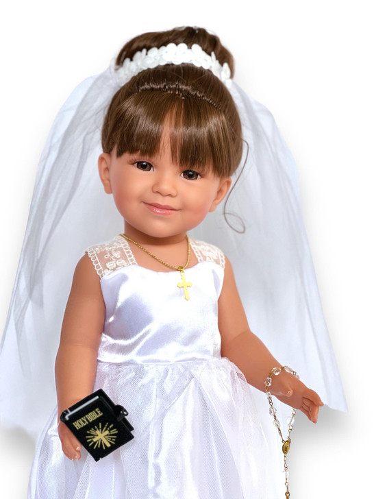 18 Inch Doll Communion Gown- Victorian Lace Gown with Accessories